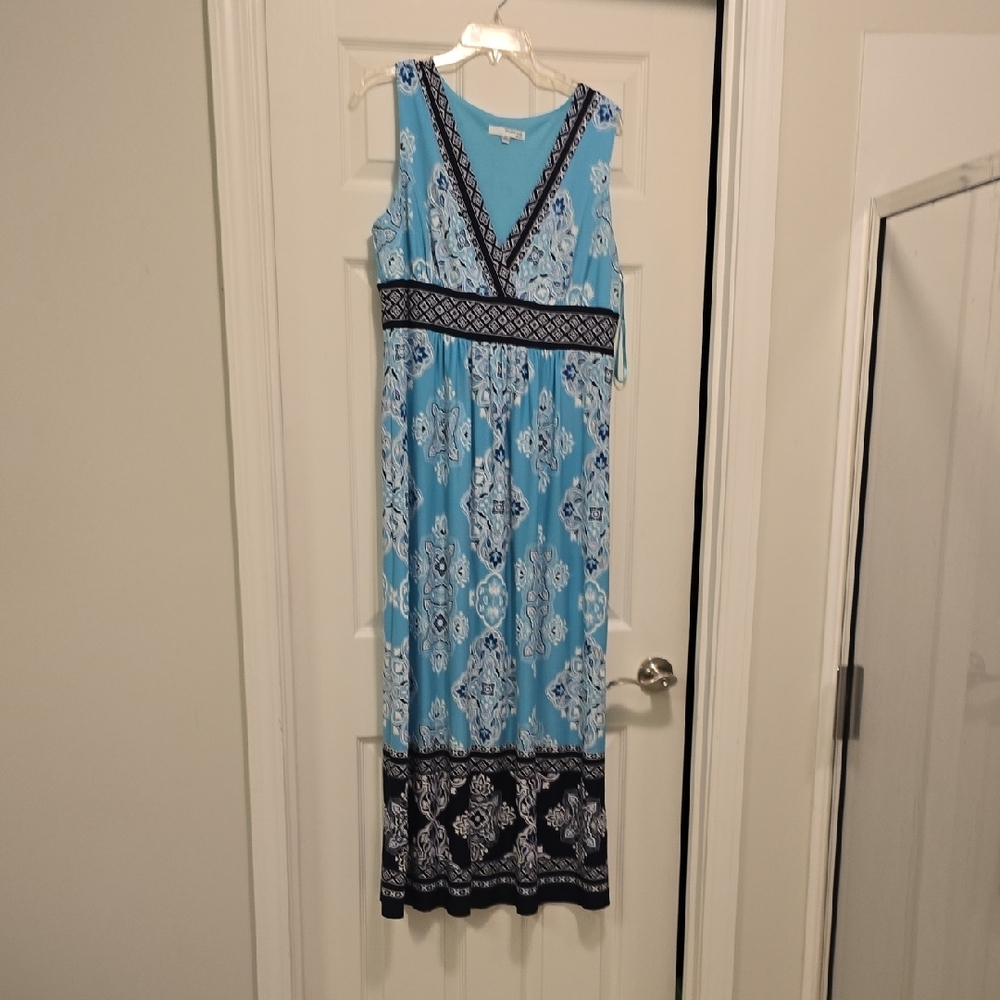 Studio One Blue Sleeveless V-Neck Sundress